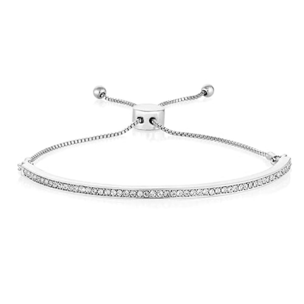 NWT Buckley London Portobello Adjustable Crystal Slider Bracelet Silver Toned